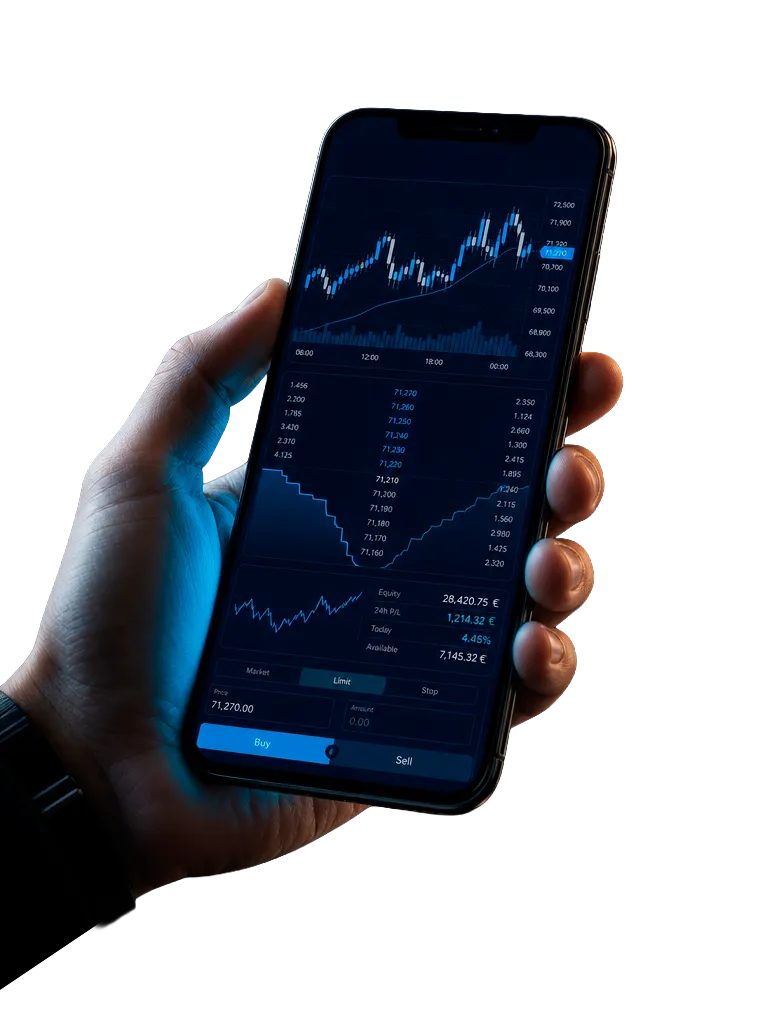 Application mobile de trading Stackinsat Avis sur un smartphone